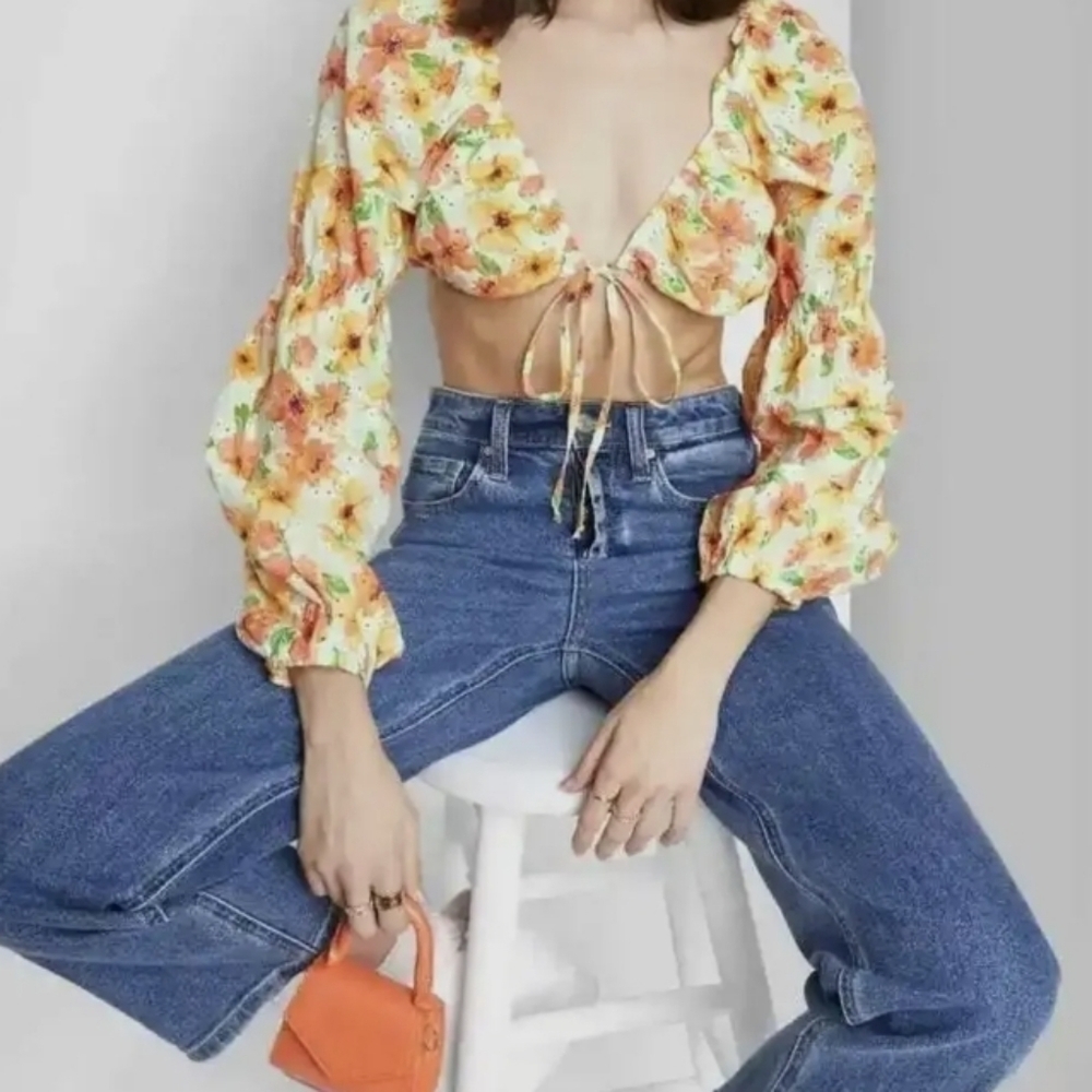 Wild Fable Ladies Long Sleeve Milkmaid Top- size S